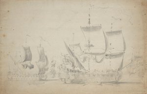 Un deux-ponts anglais sous voile facile, c.1675