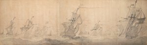 La flotte hollandaise battant la côte des îles frisonnes du Nord le 9/19 octobre 1658 - Willem van de the Elder Velde