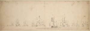 La flotte hollandaise avant la bataille de Lowestoft, mai-juin 1665 - Willem van de the Elder Velde