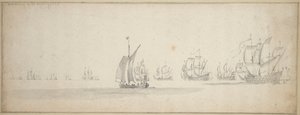 La flotte hollandaise en route vers la côte écossaise - Willem van de the Elder Velde