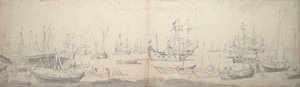 Weyschuits, un kaag et des hommes de guerre néerlandais dans le Texel - Willem van de the Elder Velde