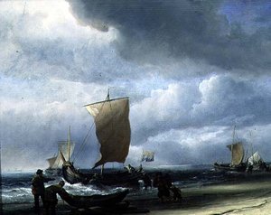 Bateaux de pêche revenant à terre - Willem van de Velde the Younger