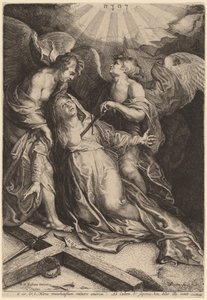 Mater Dolorosa agenouillée, soutenue par deux anges - Willem van der Leeuw after Sir Peter Paul Rubens