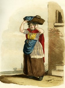 Vendeuse de poissons, Angleterre. Gravure anglaise