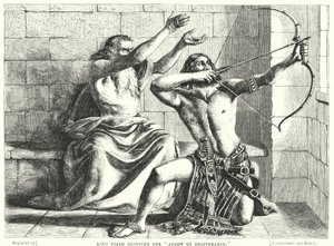 Le roi Joas tirant la flèche de la délivrance (gravure) - William (after) Dyce