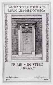 Ex-libris pour la bibliothèque du Premier Ministre, gravé par Robert Sargent Austin - William (after) Rothenstein
