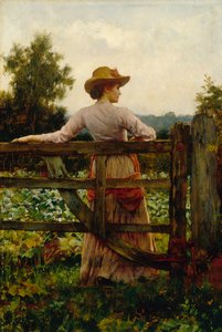 Le lieu de rendez-vous, femme appuyée sur une porte