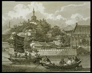Vue des jardins du palais impérial, Pékin, (détail), gravé par Samuel Smith, pub. par G. Nicol, 1796