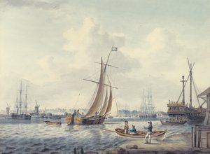 Vue de Greenwich et Deptford montrant le Royal Naval College et le Royal Dockyard, 1789 - William Anderson
