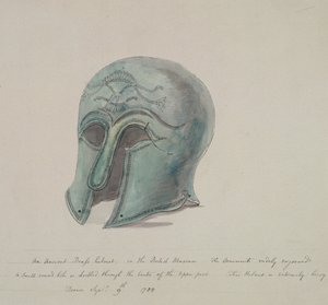 Ancien casque en laiton du British Museum, Holborn, Londres, 1784 - William Angus