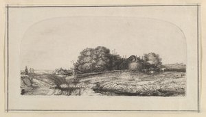 Paysage avec une grange à foin et un troupeau de moutons (copie)