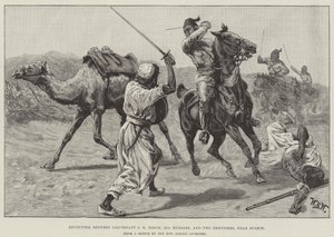 Rencontre entre le lieutenant J R Beech, 21e hussards, et deux derviches, près de Suakin