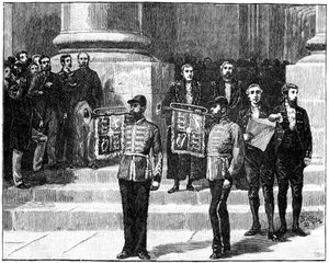 Hérauts à Mansion House proclamant la reine impératrice des Indes, Londres, mai 1876