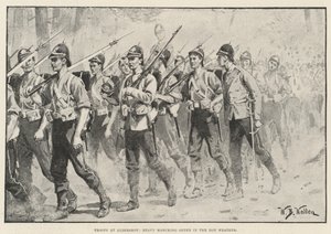 Troupes à Aldershot, ordre de marche lourd par temps chaud - William Barnes Wollen