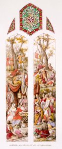 Le roi Alfred à Athelney, Somerset, avec ses partisans, vers 1880
