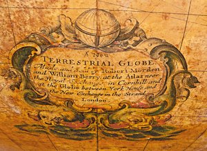Globe terrestre anglais ancien, vers 1673