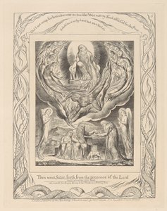 Livre de Job, Planche 5, Satan sortant de la Présence du Seigneur et la Charité de Job