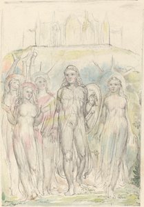Chrétien avec le bouclier de la foi, prenant congé de ses compagnons - William Blake