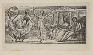 Ménalque regardant les femmes danser, de Pastorales de Virgile de Thornton, 1821 - William Blake