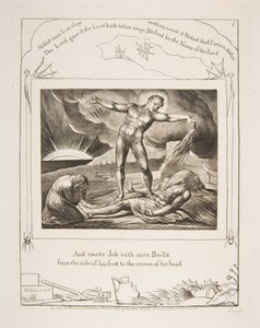 Satan frappant Job avec des furoncles, des Illustrations du Livre de Job, 1825-26 - William Blake