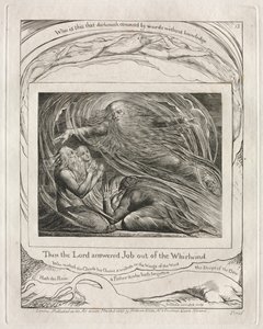 Le Livre de Job : Pl. 13, Alors le Seigneur répondit à Job du tourbillon, 1825 - William Blake