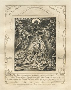 Le Livre de Job : Pl. 3, Tes Fils et tes Filles mangeaient et buvaient du Vin dans la maison de leur frère aîné - William Blake
