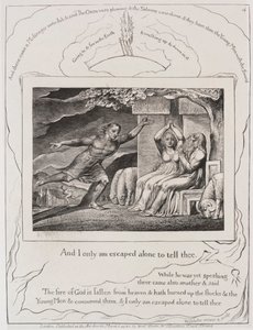 Le Livre de Job : Pl. 4, et je suis seul échappé pour te le dire - William Blake