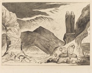 Le Cercle des Falsificateurs; Dante et Virgile se Bouchant le Nez à cause de la Puanteur