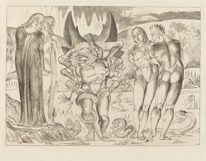 Le Cercle des Voleurs; Agnolo Brunelleschi Attaqué par un Serpent à Six Pattes - William Blake
