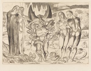 Le Cercle des Voleurs; Agnolo Brunelleschi Attaqué par un Serpent à Six Pattes - William Blake