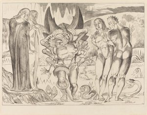 Le cercle des voleurs, Agnolo Brunelleschi attaqué par un serpent à six pieds - William Blake