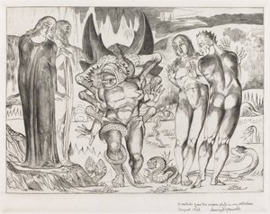 Le Cercle des Voleurs, Agnolo Brunelleschi Attaqué par un Serpent à Six Pattes - William Blake