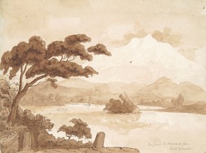 recto : Scène de paysage avec lac et montagnes - William Brockedon