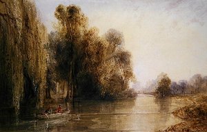 Figures ramant sur une rivière française