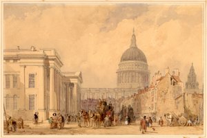 Le bureau de poste, St Martins le Grand, Londres, avec la cathédrale Saint-Paul au loin