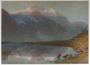 Scène de montagne - Jungfrau (aquarelle) - William Collingwood