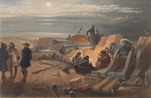Une nuit tranquille dans les batteries. Croquis dans la batterie de Greenhill - William Crimea Simpson