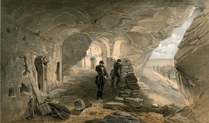 Église excavée dans les cavernes à Inkermann, vue vers l