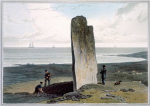 Pierre druidique à Strather près de Barvas, Île de Lewis, Hébrides, Écosse, 1820