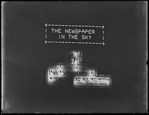 Enseigne lumineuse pour la publicité et enseigne éclairée pour Selznick Enterprises, New York, janvier 1917