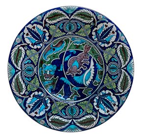 Assiette Ours et Lièvre - William de Morgan