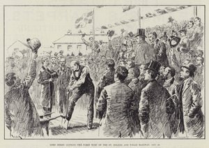 Lord Derby coupant le premier gazon du chemin de fer de St Helens et Wigan, 28 janvier - William Douglas Almond