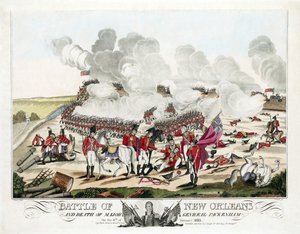 Bataille de la Nouvelle-Orléans et mort du Major Général Packenham le 8 janvier 1815, pub. 1815
