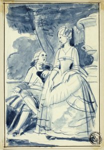 Homme et femme en costume du XVIIIe siècle