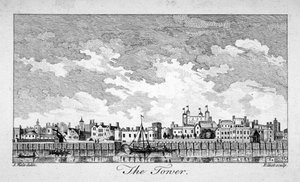 Vue sud de la Tour de Londres avec des bateaux sur la Tamise, 1761 - William Elliot