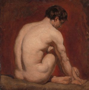 Nu masculin, agenouillé, de dos