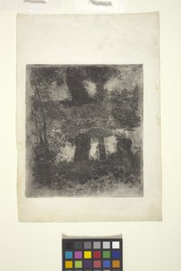 Paysage avec faune et piscine (paysage reflété)