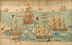 Vue des hommes de guerre en exploration vers le Groenland