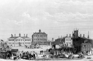 Ancien hôpital et maisons de charité de Liverpool, avec le cirque de John Cooke au premier plan, c.1826
