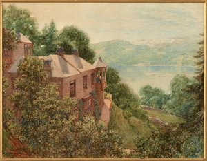 John Ruskin dans son étude sur la tourelle à Brantwood (aquarelle)